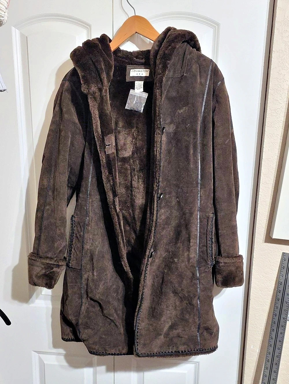 Covington Brown Hooded Coat Size Medium